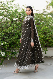 Elegant Black Embroidered Chiffon Frock with Dupatta