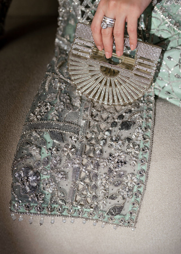 Elegant Turquoise Pakistani Wedding Dress with Embroidery