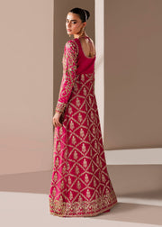 Deep Pink Pakistani Wedding Dress with Embellished Slit