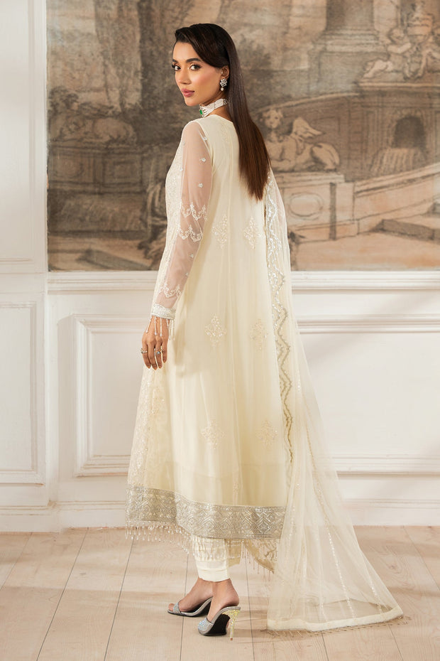 Elegant Sequins Embroidered Net Shirt with Silk Trouser