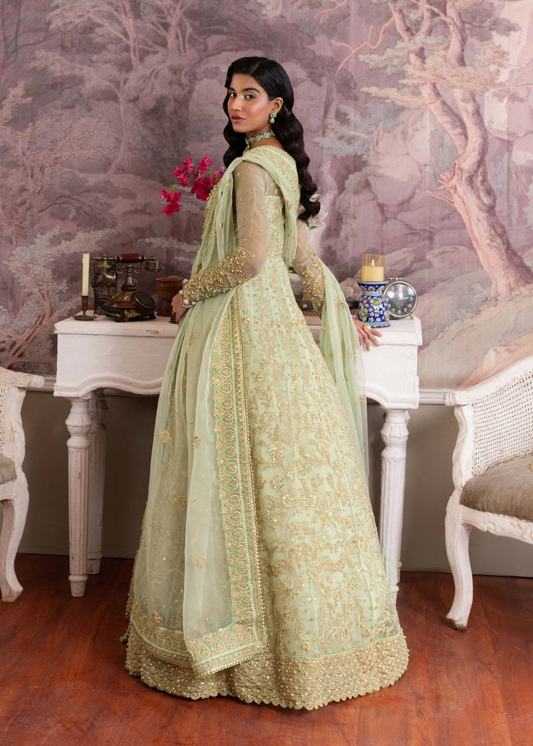 Elegant Pistachio Pakistani Party Dress for Festive Occasions