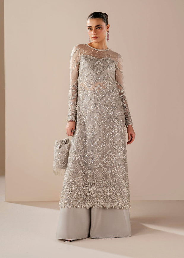 Elegant Grey Pakistani Wedding Dress for Festive Occasions