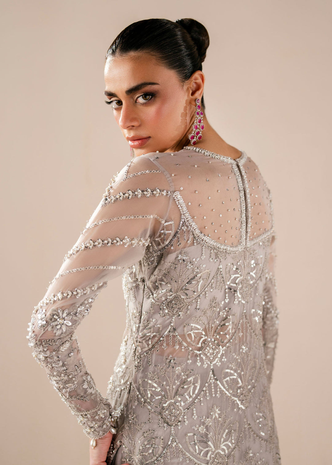 Elegant Grey Pakistani Wedding Dress for Festive Occasions