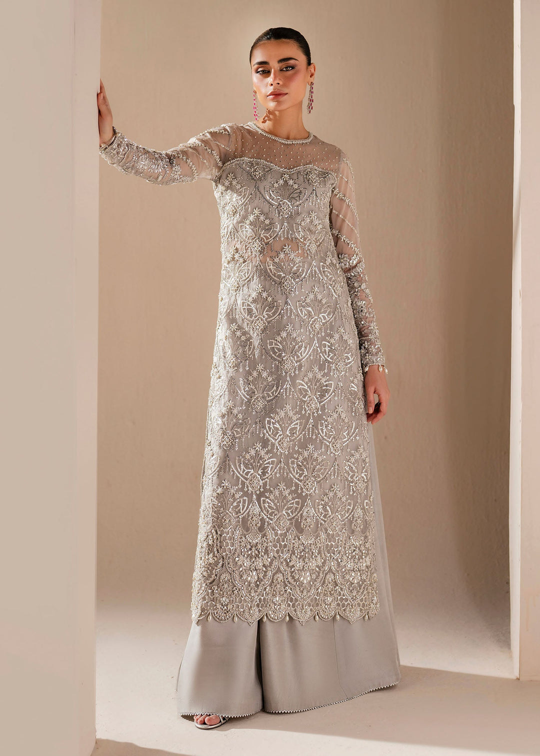 Elegant Grey Pakistani Wedding Dress for Festive Occasions