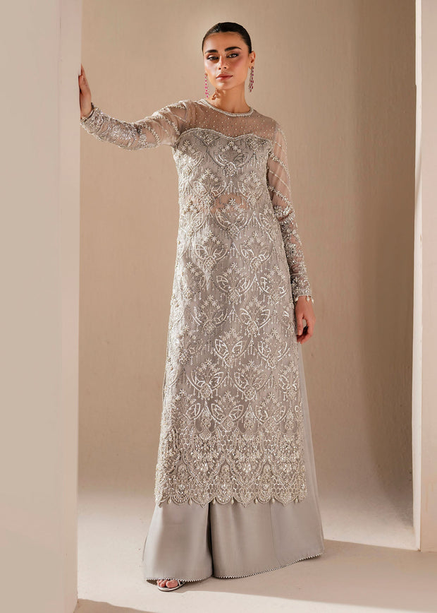 Elegant Grey Pakistani Wedding Dress for Festive Occasions