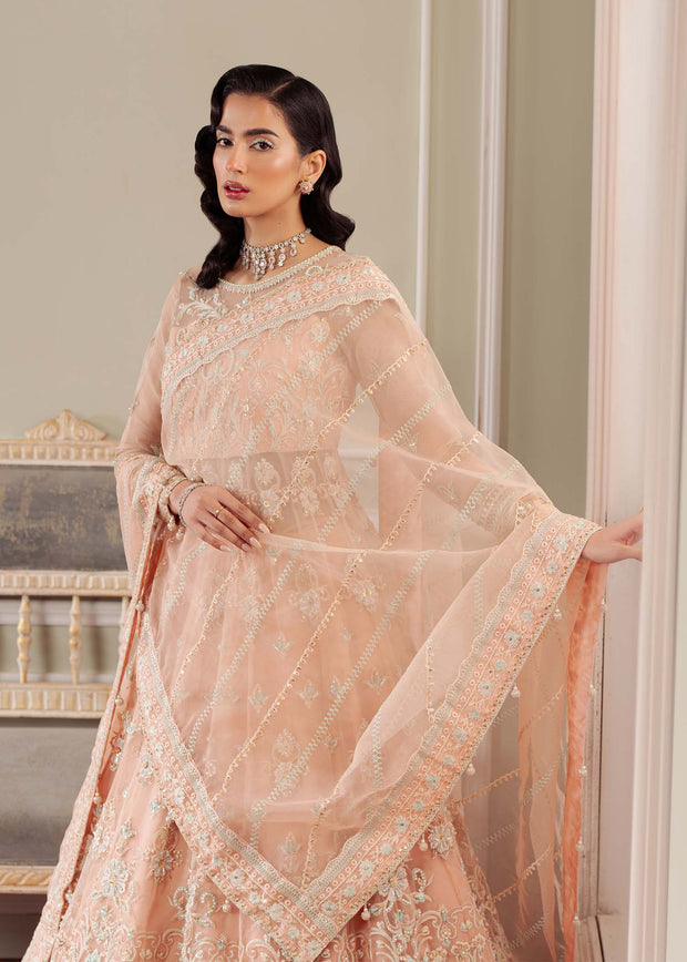 Elegant Peach Pink Pakistani Party Dress for Celebrations