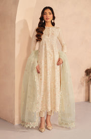 Embroidered Lawn Frock with Organza Sleeves and Dupatta