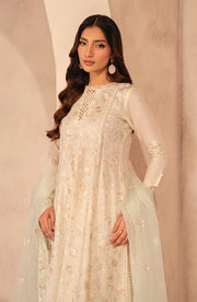 Embroidered Lawn Frock with Organza Sleeves and Dupatta