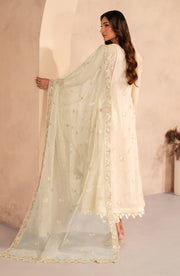 Embroidered Lawn Frock with Organza Sleeves and Dupatta