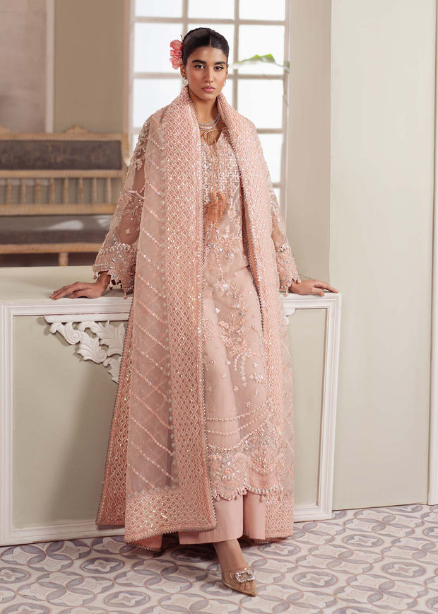 Elegant Peachy Pink Pakistani Party Dress for Any Occasion