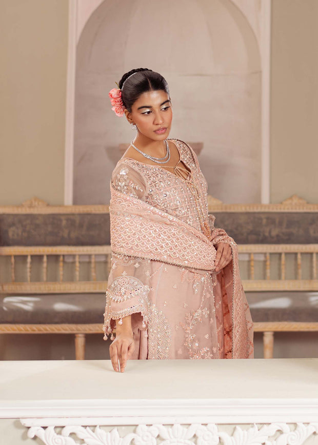 Elegant Peachy Pink Pakistani Party Dress for Any Occasion