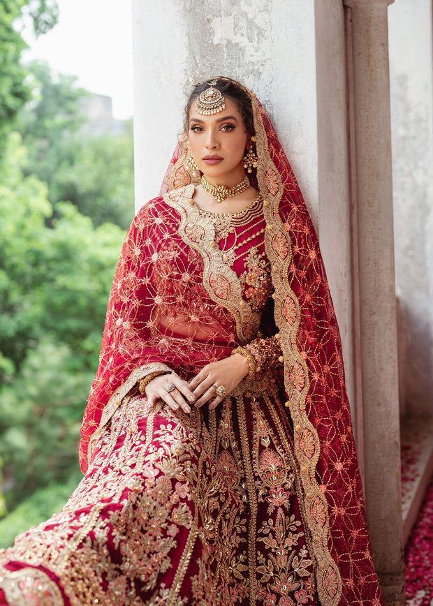 Ethereal Mehroon Pakistani Bridal Dress for Festive Occasions