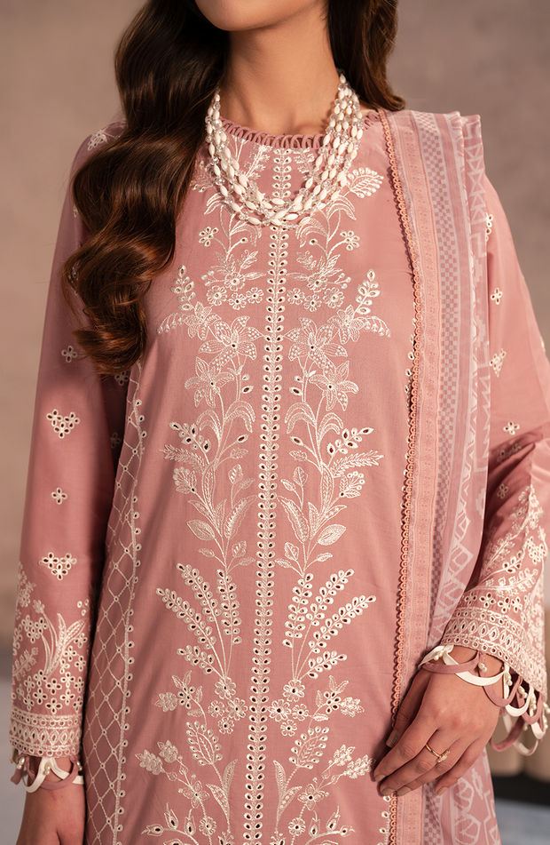 Elegant Embroidered Chikan Kari Lawn Shirt in White