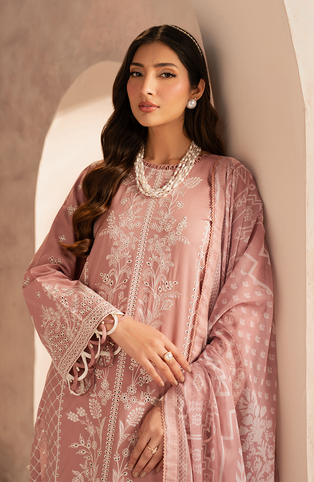 Elegant Embroidered Chikan Kari Lawn Shirt in White