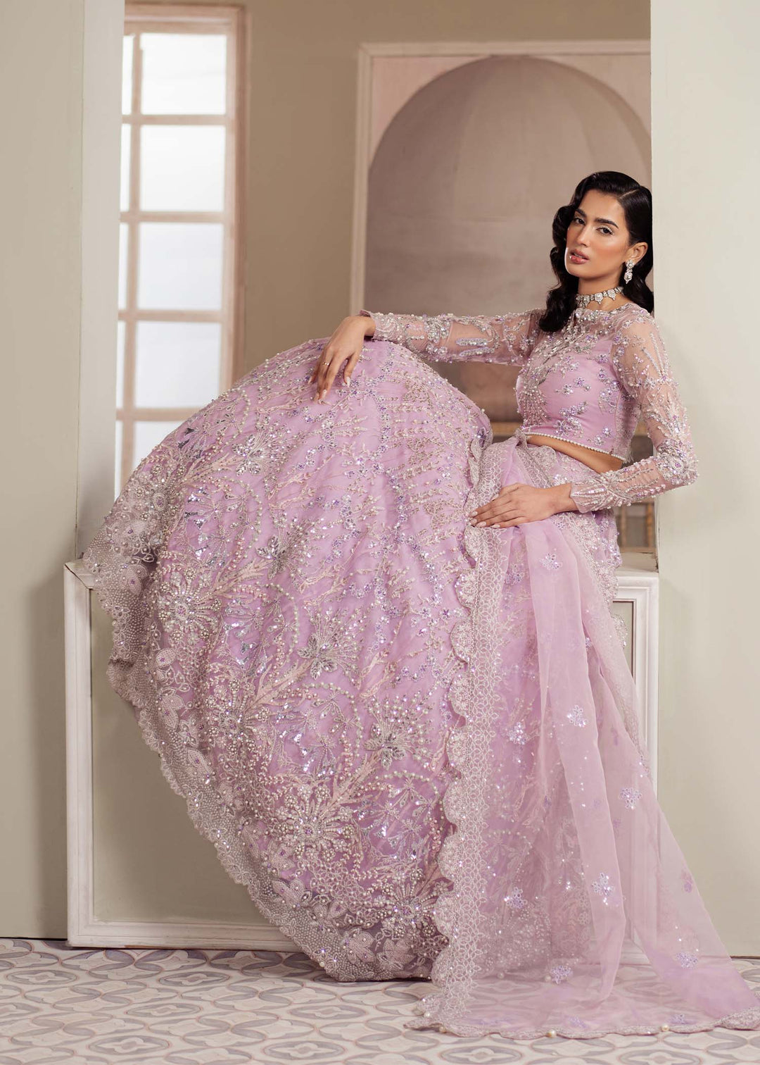 Elegant Lilac Pakistani Party Dress for Festive Occasions