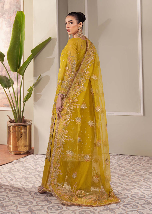 Enchanting Olive Pakistani Party Dress for Celebrations