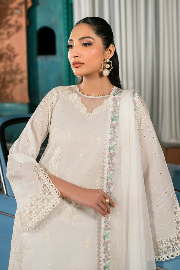 Elegant Embroidered Lawn Shirt with Chiffon Dupatta
