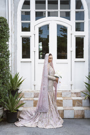 Icy Pink Net Pakistani Bridal Outfit with Exquisite Embroidery