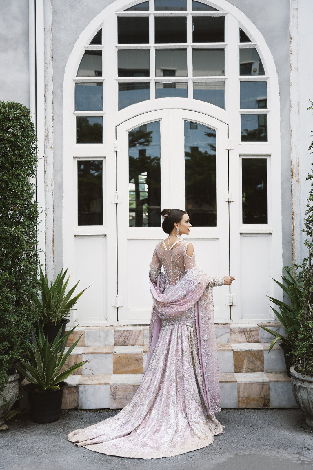 Icy Pink Pakistani Bridal Outfit with Exquisite Embroidery