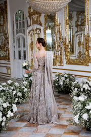 Light Mauve Pakistani Bridal Outfit with Exquisite Embroidery