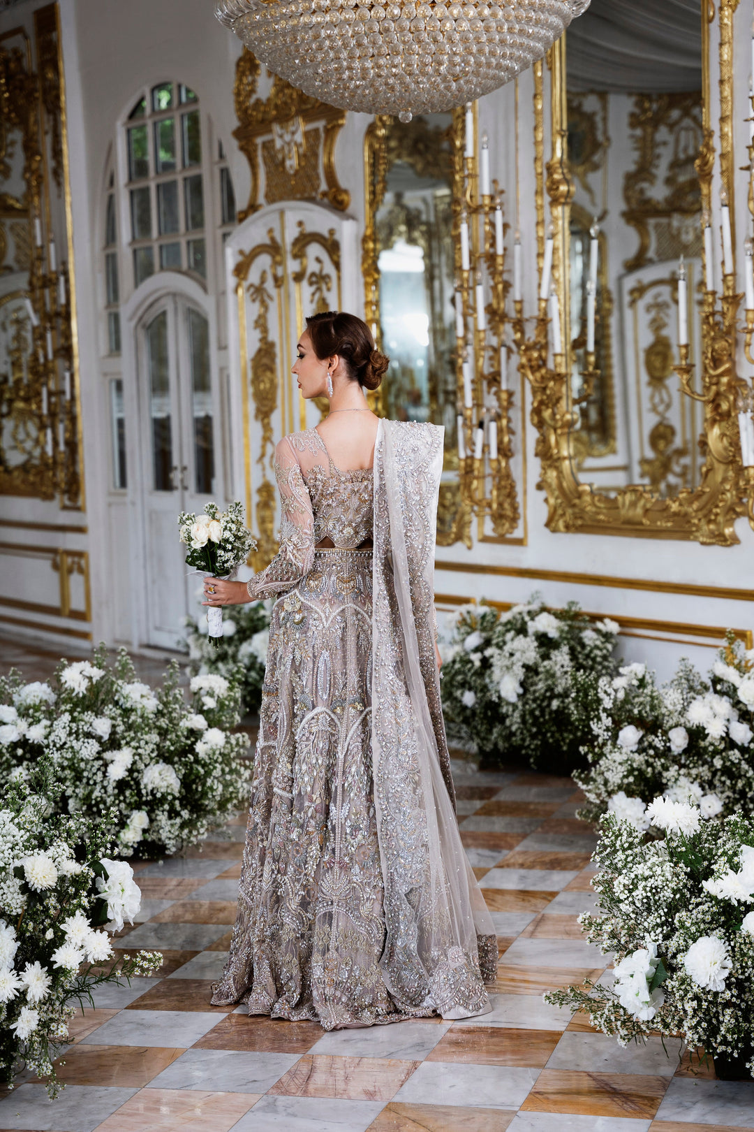 Light Mauve Pakistani Bridal Dress with Exquisite Embroidery