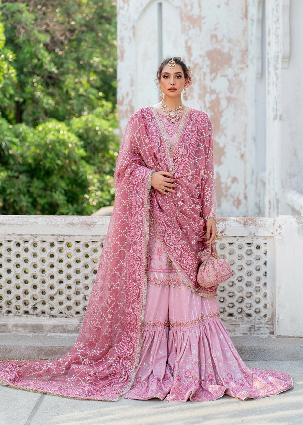 Gulnar Pink Organza Pakistani Bridal Dress for Elegance