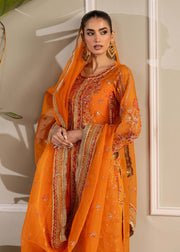 Elegant Orange Pakistani Party Dress for Festive Occasions