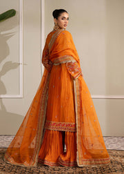 Elegant Orange Pakistani Party Dress for Festive Occasions