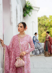 Gulnar Pink Organza Pakistani Bridal Dress for Elegance