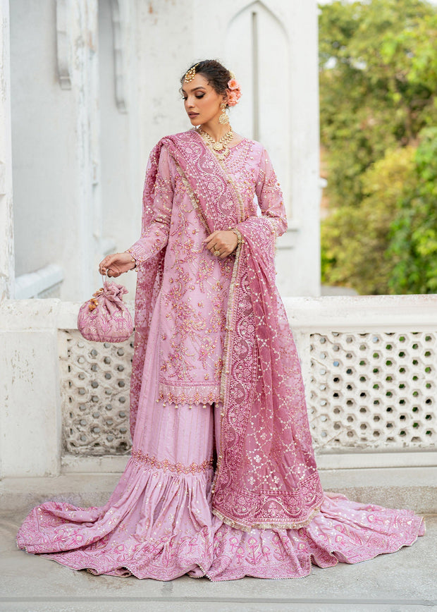 Gulnar Pink Organza Pakistani Bridal Dress for Elegance