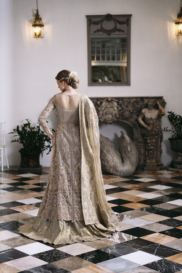 Enchanting Pale Brown Pakistani Bridal Dress for Elegance