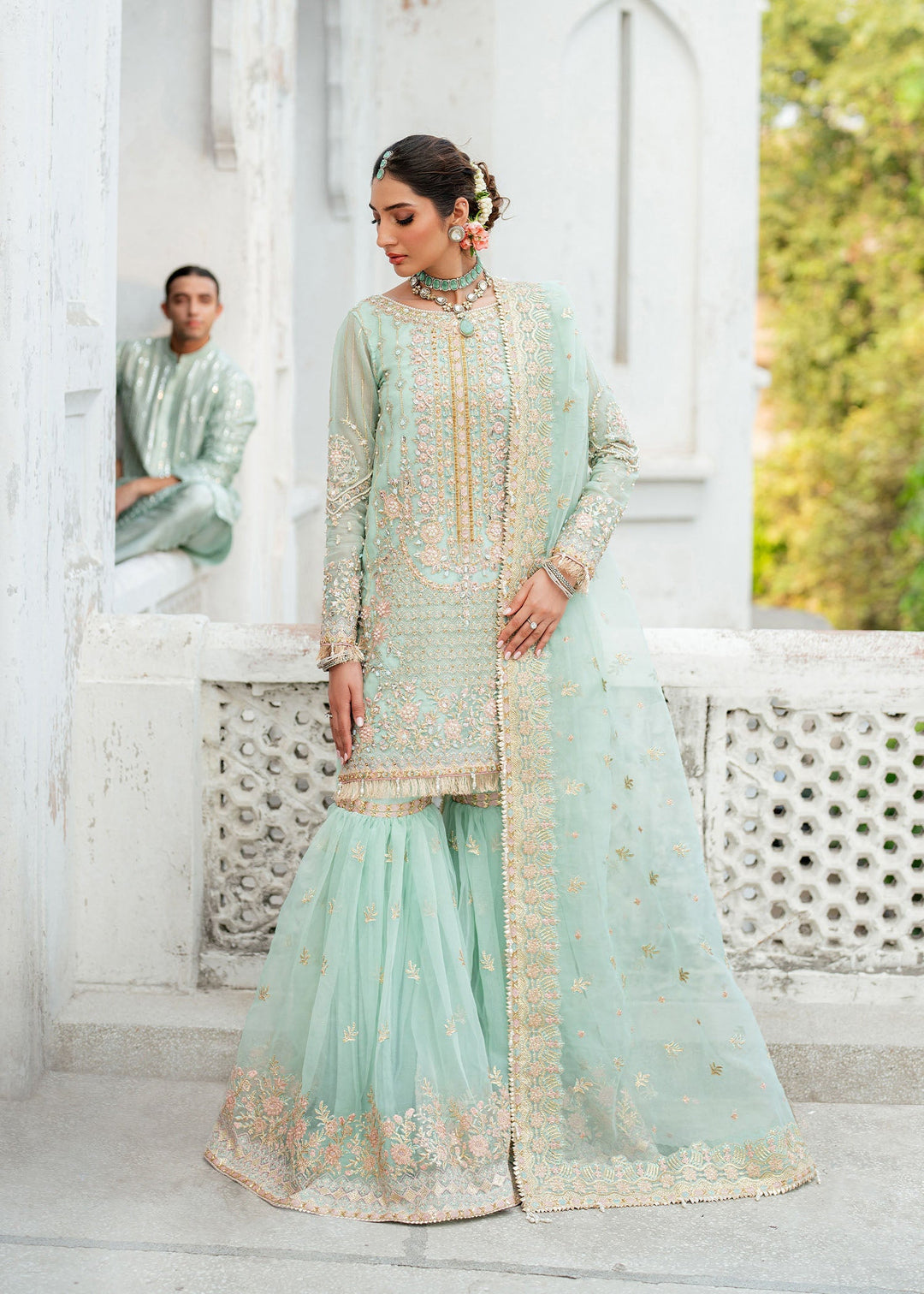 Exquisite Green Pakistani Bridal Dress for Festive Elegance