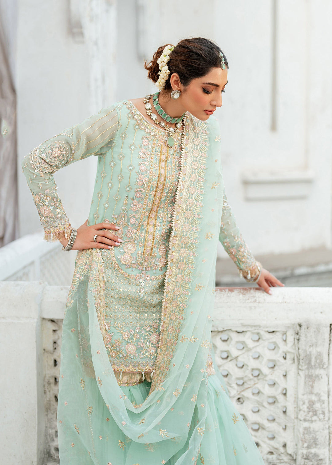 Elegant Green Pakistani Bridal Suit for Festive Occasions