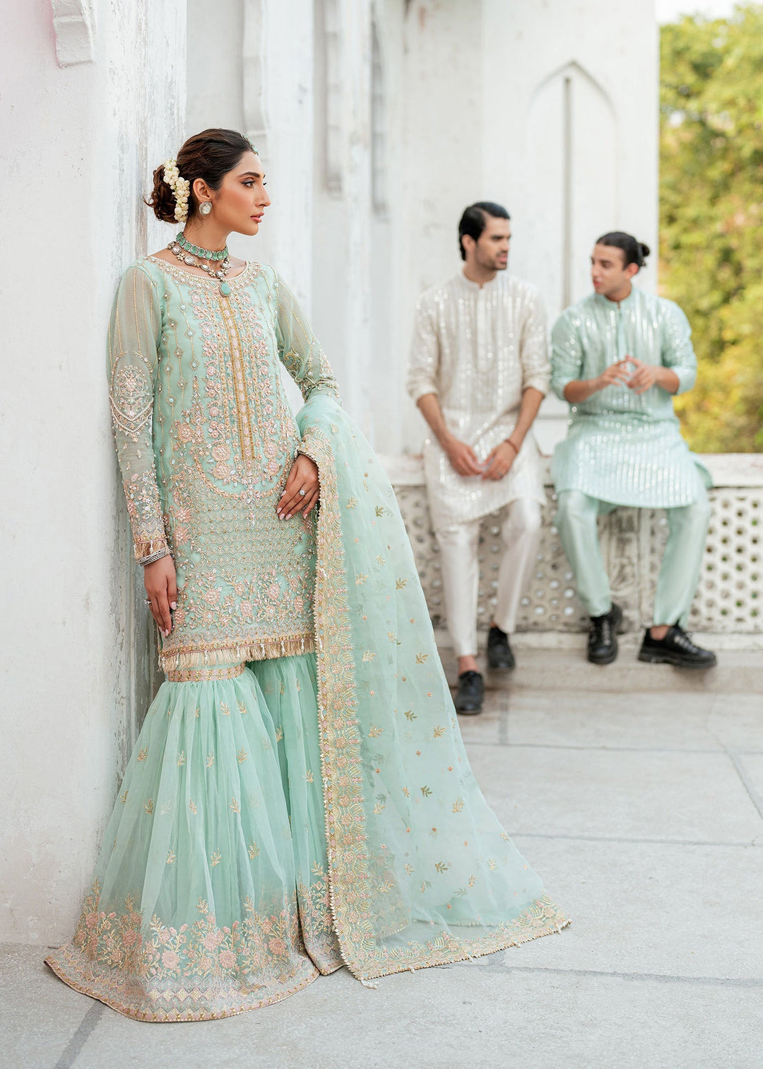 Elegant Green Pakistani Bridal Suit for Festive Occasions