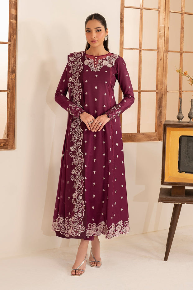 Elegant Embroidered Lawn Frock in Soft Pastel Shades