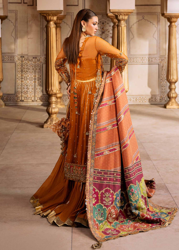 Elegant Pakistani Wedding Dress with Floral Embroidery and Net Du