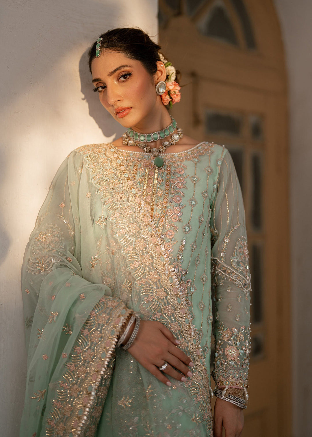 Elegant Green Pakistani Bridal Suit for Festive Occasions
