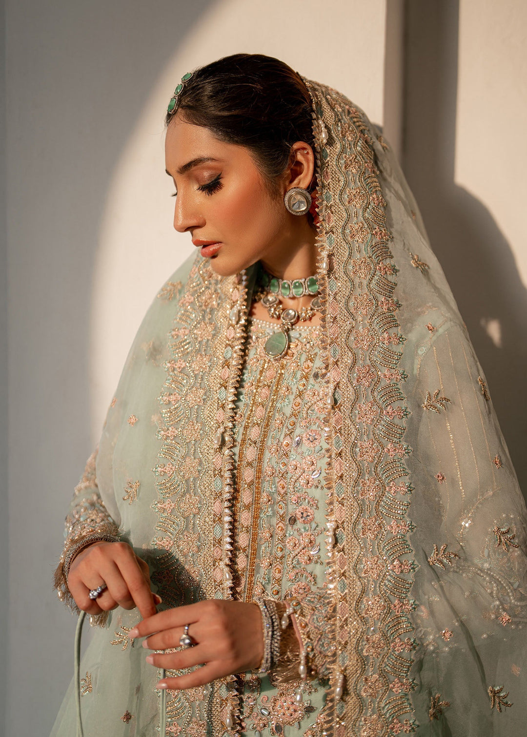 Elegant Green Pakistani Bridal Suit for Festive Occasions