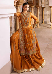 Elegant Pakistani Wedding Dress with Floral Embroidery and Net Du