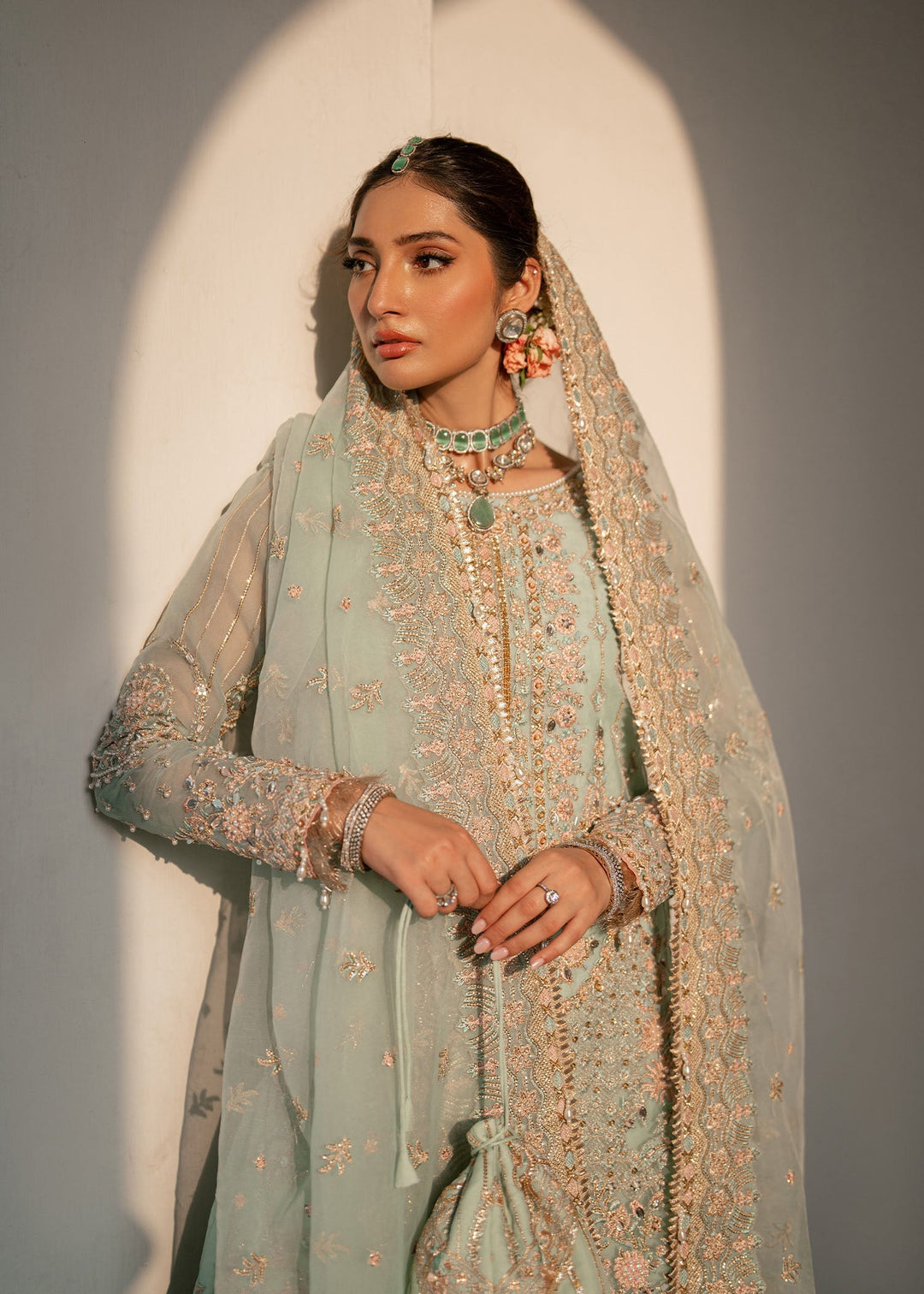 Exquisite Green Pakistani Bridal Dress for Festive Elegance