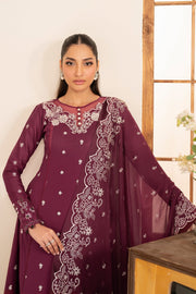 Elegant Embroidered Lawn Frock in Soft Pastel Shades