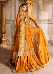 Elegant Pakistani Wedding Dress with Floral Embroidery and Net Du