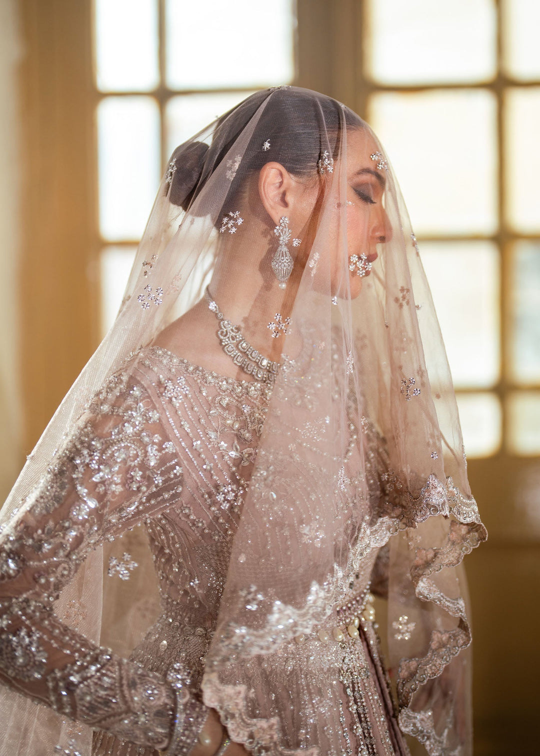 Elegant Coral Pink Pakistani Bridal Dress for Festive Occasions