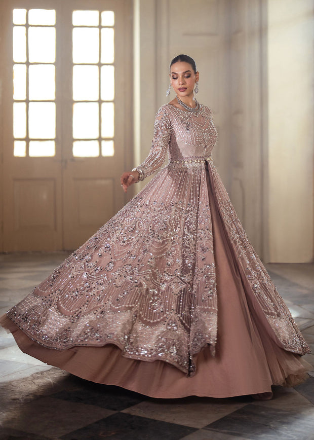 Elegant Coral Pink Pakistani Bridal Dress for Festive Occasions