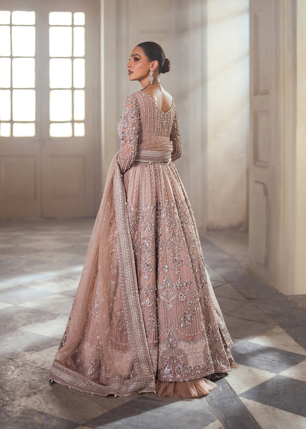 Elegant Coral Pink Pakistani Bridal Dress for Festive Occasions