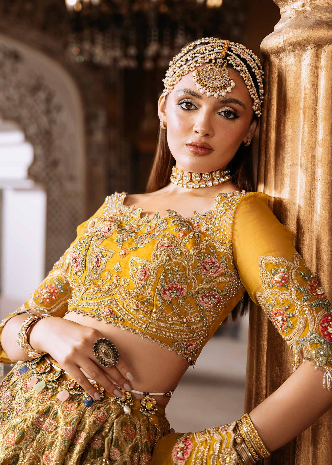 Elegant Yellow Pakistani Wedding Dress with Embroidery