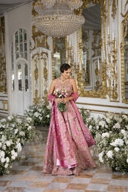Vivid Pink Pakistani Bridal Dress with Exquisite Embroidery