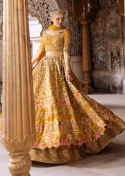 Elegant Yellow Pakistani Wedding Dress with Embroidery