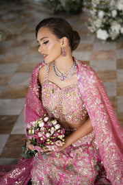 Vivid Pink Pakistani Bridal Dress with Exquisite Embroidery