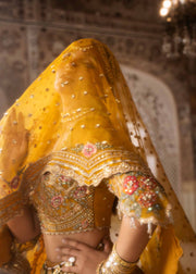 Elegant Yellow Pakistani Wedding Dress with Embroidery